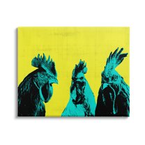 Stupell Industries Bold Pop Farm Roosters Yellow Blue Abstract Birds, 40 x 30, Design by Annie Warren 