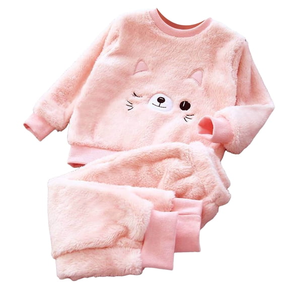NOEGOEU Toddler Boy Girl Clothes Sets Soft Furry Pajamas Graphic Sweatshirts Pants Home Outdoor (Pink,4-5 Years)