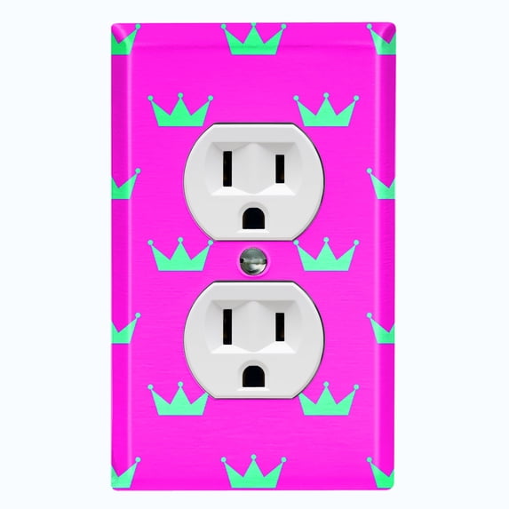 Metal Light Switch Plate Cover Teal Royal King Queen Crown KIN009