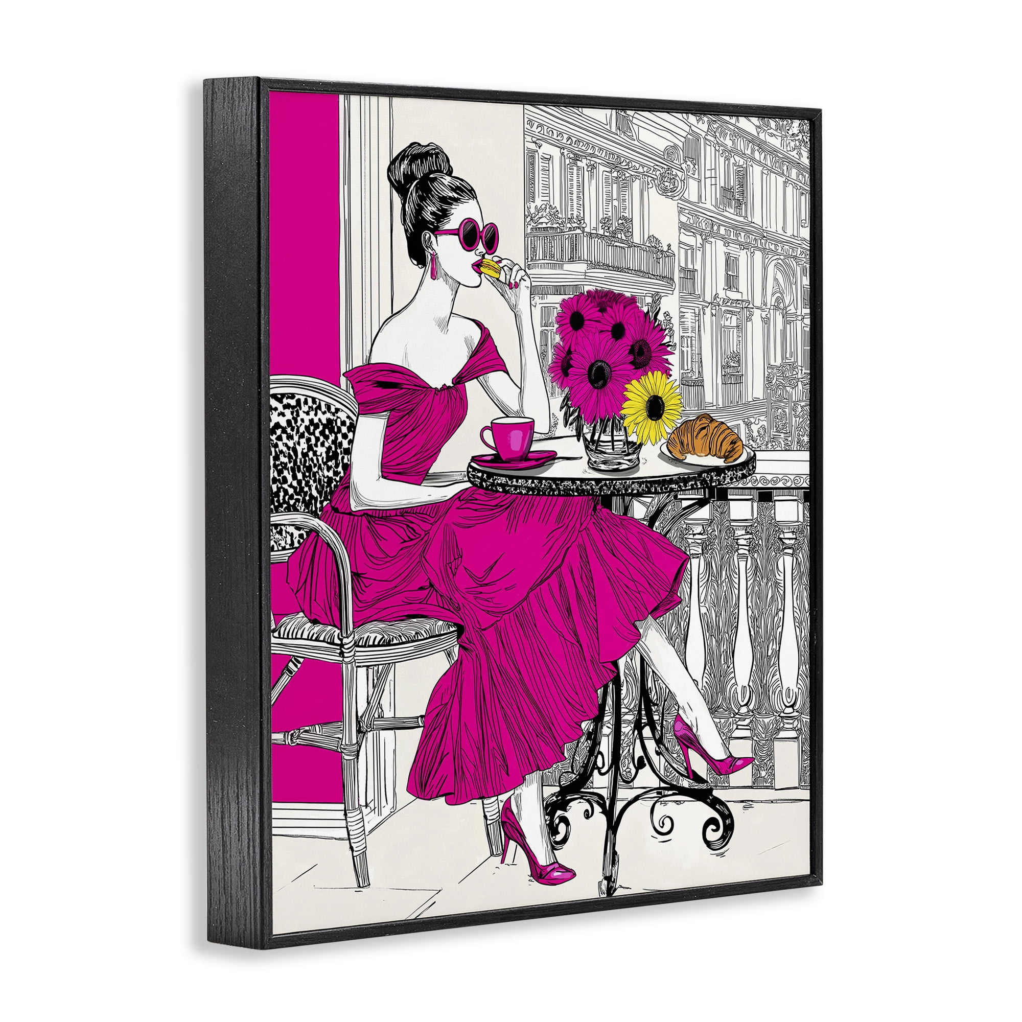 Stupell Industries Glamorous Brunch on Balcony Black Framed Giclee Art, design by Jess Stempel