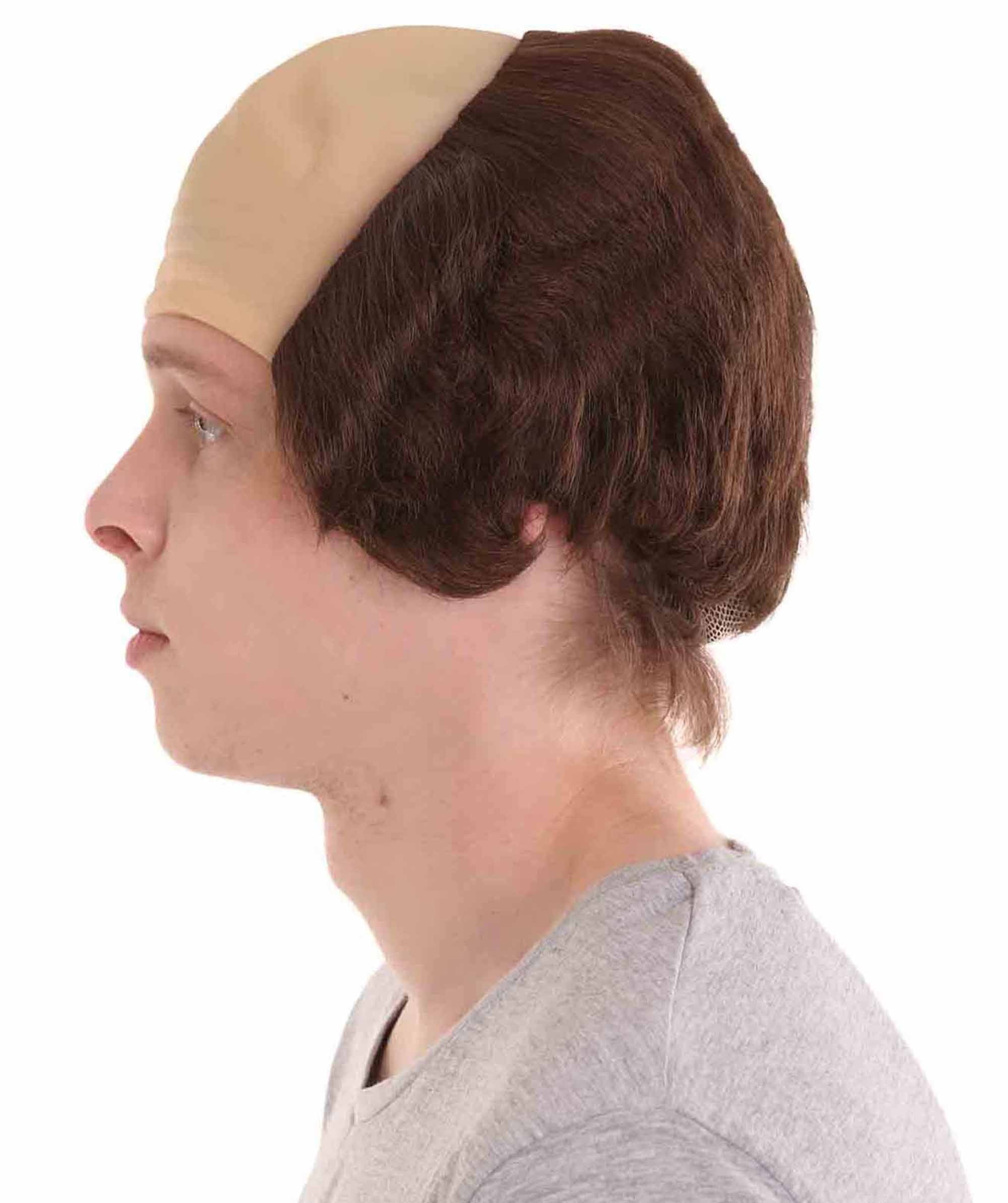 HPO Men's Balding Friar Father Wig for Adults – Brown Costume Hair for Halloween Cosplay