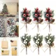 thumbnail image 2 of Decoraciones navideñas Suministros festivos y para fiestas Ramo de flores de bayas de pino artificial de Navidad Adorno de decoración navideña, 2 of 6