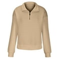 thumbnail image 5 of UAMVSH Womens Sweatshirts Trendy Fall 1/4 Zipper Lapel V-Neck Tops Clothes Casual Long Sleeve Business Work Dressy Pullover(XX-Large,Khaki), 5 of 6