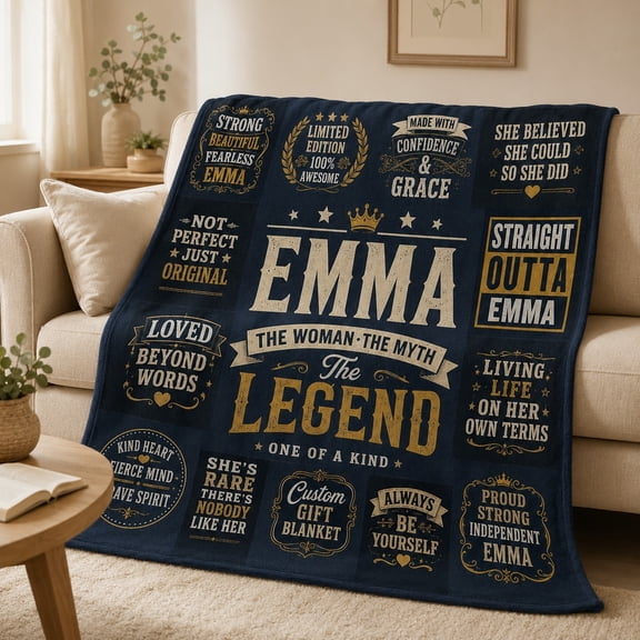Personalized Keepsake Fleece Throw Blanket, Custom Name or Text, Soft 280 GSM Polyester, Couch and Bed Home Decor