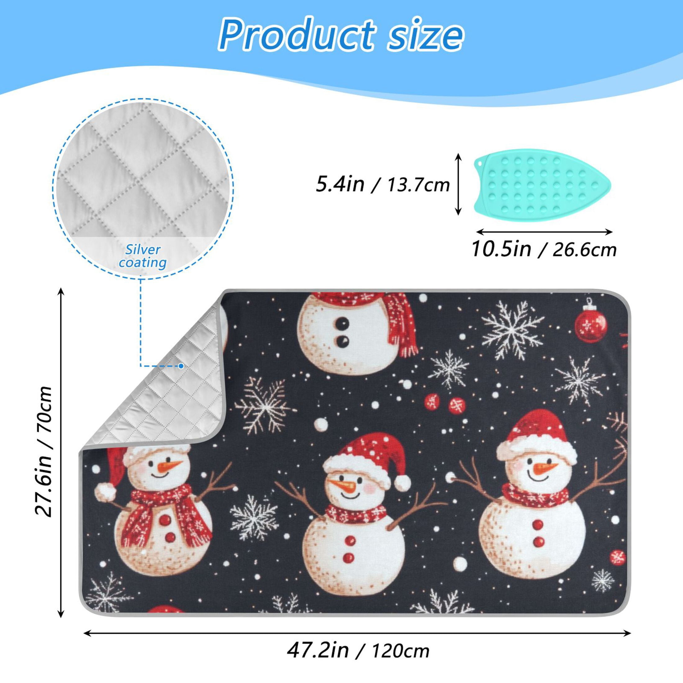 Cute Snowman Black Background Ironing Mat Blanket for Table Top Travel Portable Ironing Board Pad 47.2x27.6 Inch