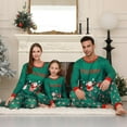 thumbnail image 5 of ZEFORTEX Christmas theme matching long-sleeved pajama set for men and women in green, 5 of 7