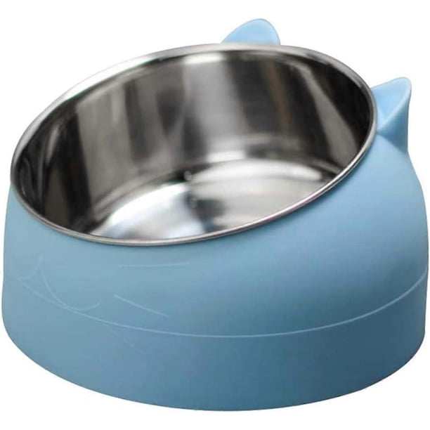 Stainless Steel Cat Bowl - Cat Water Bowl - Multifunction - for Food and Water - Blue
