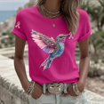 thumbnail image 2 of Mfakffe Breast Cancer Shirts for Women Breast Cancer Awareness Crew Neck Short Sleeve T-Shirt Hummingbird Pink Ribbon Graphic Loose Tee, 2 of 4