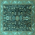 thumbnail image 1 of Ahgly Company Indoor Square Oriental Turquoise Blue Industrial Area Rugs, 6' Square, 1 of 4