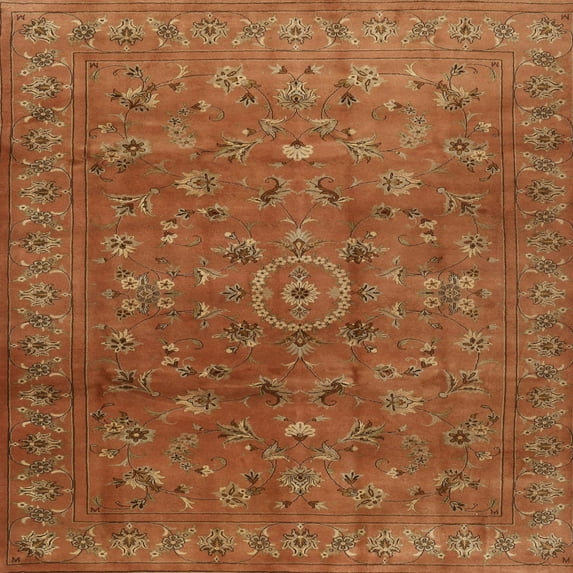 Ahgly Company Machine Washable Indoor Square Traditional Mahogany Brown Area Rugs, 5' Square