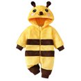 thumbnail image 3 of CUZIBR Bee Boy Girl Fuzzy Onesie Halloween Animal Romper Jumpsuit Hooded Zip Up Long Sleeve Cute Dress-up Party Clothes,Yellow,0-1 Months, 3 of 8