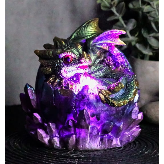 Ebros Fantasy Green Earth Terra Dragon Baby In Egg With LED Night Light Figurine
