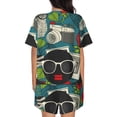 thumbnail image 3 of Kdxio Black Head Woman with Owl Hair Print Pajamas Sets for Women Short-Sleeved Pjs with Lounge Shorts Two Piece Sleepwear S-4XL, 3 of 8
