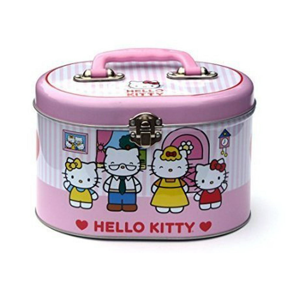 Hello Kitty Tin Stationery Sewing Box Small Lunch Box Pink Family