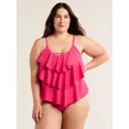 thumbnail image 3 of Time and Tru Women's and Women's Plus Tiered Tankini Swim Top, Sizes S-3X, 3 of 5
