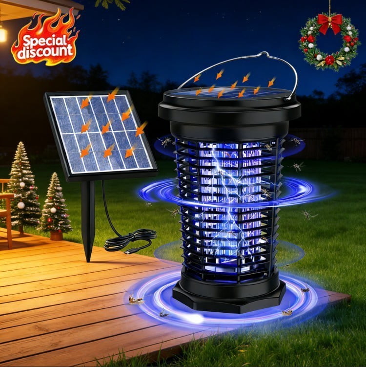 Bug Zapper for Outdoor & Indoor, USB Rechargeable Solar Bug Zapper with 5.5W