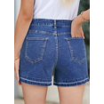 thumbnail image 3 of Pantalones cortos Dokotoo a la moda para mujer, elásticos, de cintura alta, azul, 3 of 6