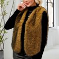 thumbnail image 5 of Womens Ladies Warm Faux Furry Coat Jacket Winter Solid V-neck Sleeveless Outerwear, 5 of 8