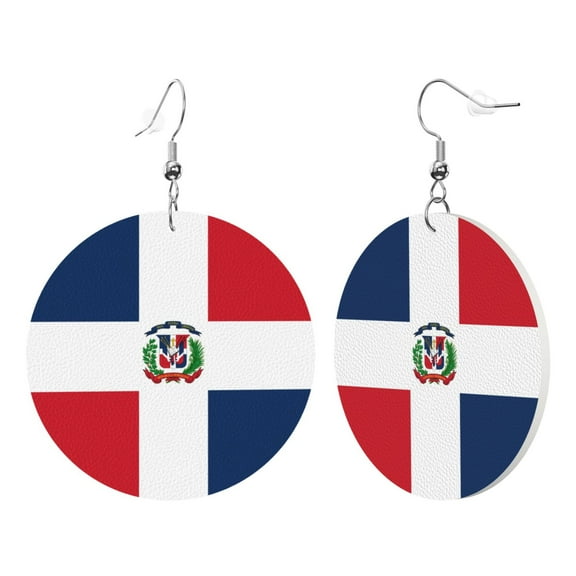 Dominican Republic Flag Dangle Round Lightweight Drop Circle Earrings For Women