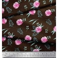 thumbnail image 3 of Soimoi Brown Silk Fabric Flower & Leaves Watercolor Printed Fabric 1 Yard 42 Inch Wide, 3 of 3
