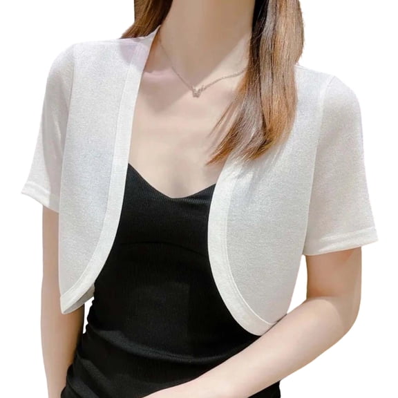 Womens Cropped Cardigan Short Sleeve Bolero Shrug Sweater Open Front Lightweight Summer 2026 Fashion Outfits(New,Camisole)