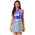 thumbnail image 2 of iiniim Women's Alien Astronaut Fly Sleeve Metallic Shiny Dress Space Costume Blue XL, 2 of 7