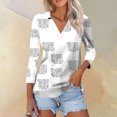 thumbnail image 2 of Blusas para las Mujeres Casual 3/4 Manga Botón de la Camiseta Cuello Impresión, Ligera Blusa de Verano, 2 of 5