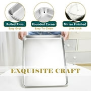Walchoice Large Baking Sheet Set of 2, Stainless Steel Cookie Sheets for Baking Serving, Metal Oven Trays - 17.7” x 13.2” x 1”