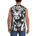 thumbnail image 4 of Fotbe Floral Cow Silhouette Men's Camiseta sin Mangas Estampada para Hombres, Playera Casual para Gimnasio, Entrenamiento, Playa-Large, 4 of 7