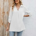 thumbnail image 3 of Womens Blouses 3/4 Sleeve V Neck Shirts Dressy Summer Casual Solid Color Tops For Business Work Wear Womens Shirts Long Sleeve Womens Top Athletic Long Sleeve Shirt Women Fitted 2 T Polyester Long, 3 of 7