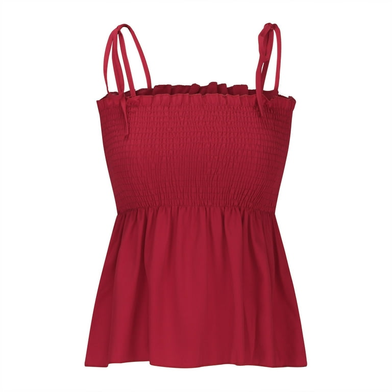 Hfyihgf Ruffle Smocked Tank Tops for Women Summer Square