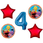 DalvayDelights Sesame Street Elmo Balloon Bouquet 6th Birthday 5 pcs - Party Supplies