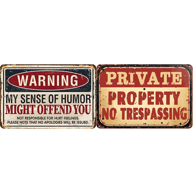 Letrero Hojalata Advertencia Metal Pintura Hierro Rectangular Pared para Y Bar 40x30cm