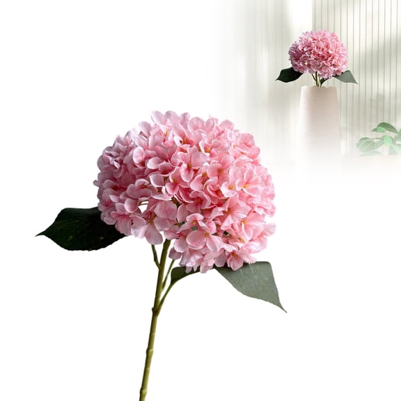 SHURUIMA Artificial Hydrangea Silk Flower, Lifelike Faux Hydrangea Stem with Leaves, Durable Single Hydrangea for Vase Home Decor, 25.98 Inch, 1 Pack