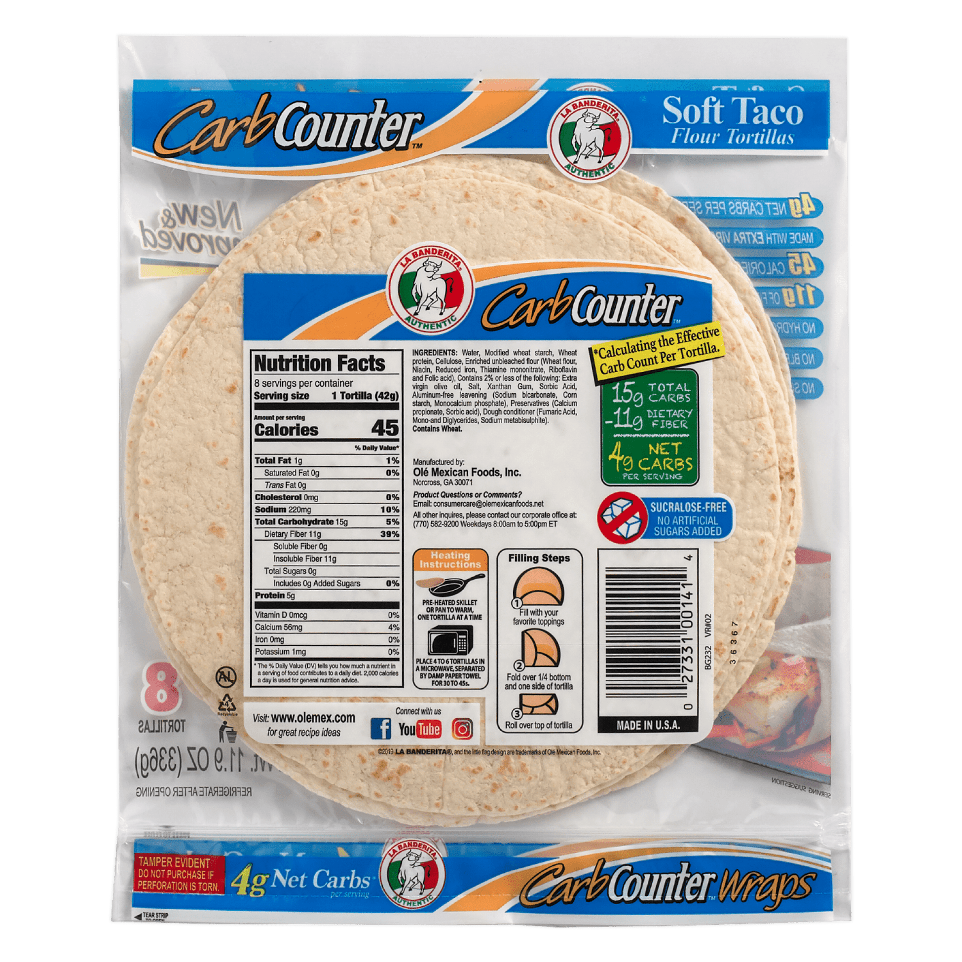 Buy La Banderita® Carb Counter Carb Lean Tortillas 8 Soft Taco Flour