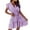 Purple, variant on HOMBOM Red Women Dresses Tropical Bandage Sundress Mini Solid V-Neck Layered Look Ruffled Tiered Hem Flutter Dresses Women