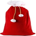 thumbnail image 2 of ​Extra Large 28x40 Inch Velvet Santa Claus Drawstring Gift Bag - Jumbo Holiday Packaging for Oversized Presents, Candy & Stocking Stuffers​​ red, 2 of 9