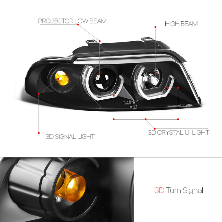 Headlight Set Daylight LED TFL-Optics Audi A4 Type B5 95-99 black