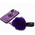 thumbnail image 4 of iPhone 12 Pro Max,Girls Women Marble Design Inlaid Glitter Rhinestone Diamond Bling Shockproof Hybrid Hard PC Bumper TPU Silicone Case & Furry Ball 36, 4 of 4