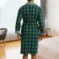 thumbnail image 7 of Mens Bathrobe Men's Big And Tall Bathrobe Brushed Woven Flannel Plaid Contrast Color Lapel Mens Robe Green XXL, 7 of 7