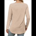 thumbnail image 4 of Camisa de Larga con Cuello Redondo para Mujer, Básica, Holgada, Informal Albaricoque XXL, 4 of 5
