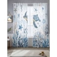 thumbnail image 2 of Marine Life Sheer Curtains 108 Inch Long 2 Panels, Blue Ocean Turtle Coral Starfish Seashell Coastal Light Filtering Rod Pocket Curtains, Sheer Voile Drapes for Living Room Bedroom, 52"x108", 2 of 8