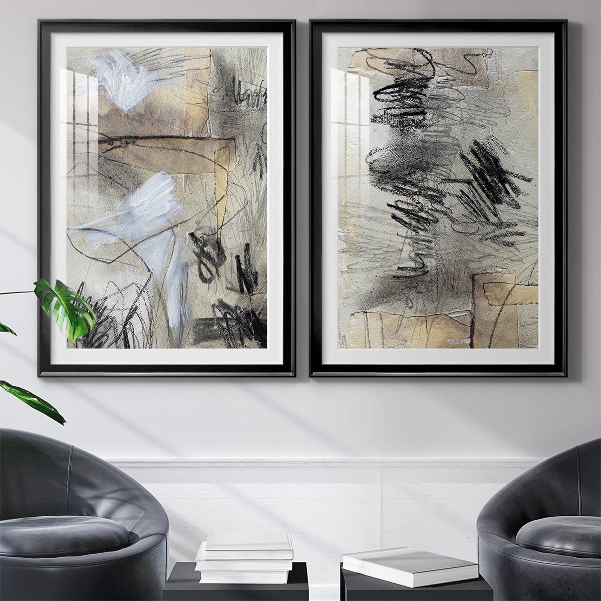 Wexford Home Masked Notes I Premium Framed Print, 26.5" x 36.5" - Ready to Hang, Black (Set of 2)