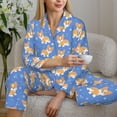 thumbnail image 6 of Daiia Kawaii Corgi for Women's Long-Sleeved Pajama Set – Soft & Comfortable Sleepwear Button-Up Pajamas Cozy Lounge Wear-Medium, 6 of 7