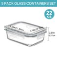 thumbnail image 3 of 5Pack 22oz Glass Storage Containers with Lids, Glass Meal Prep Food Container Sets with Snap Airtight Lids for Microwave, Oven, Freezer and Dishwasher, Grey, 3 of 5