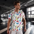 thumbnail image 3 of Wukai Summer Print Men's Short-Sleeved Mesh T-Shirt,Quick-Dry Short Sleeve Workout T-Shirt-Large, 3 of 8