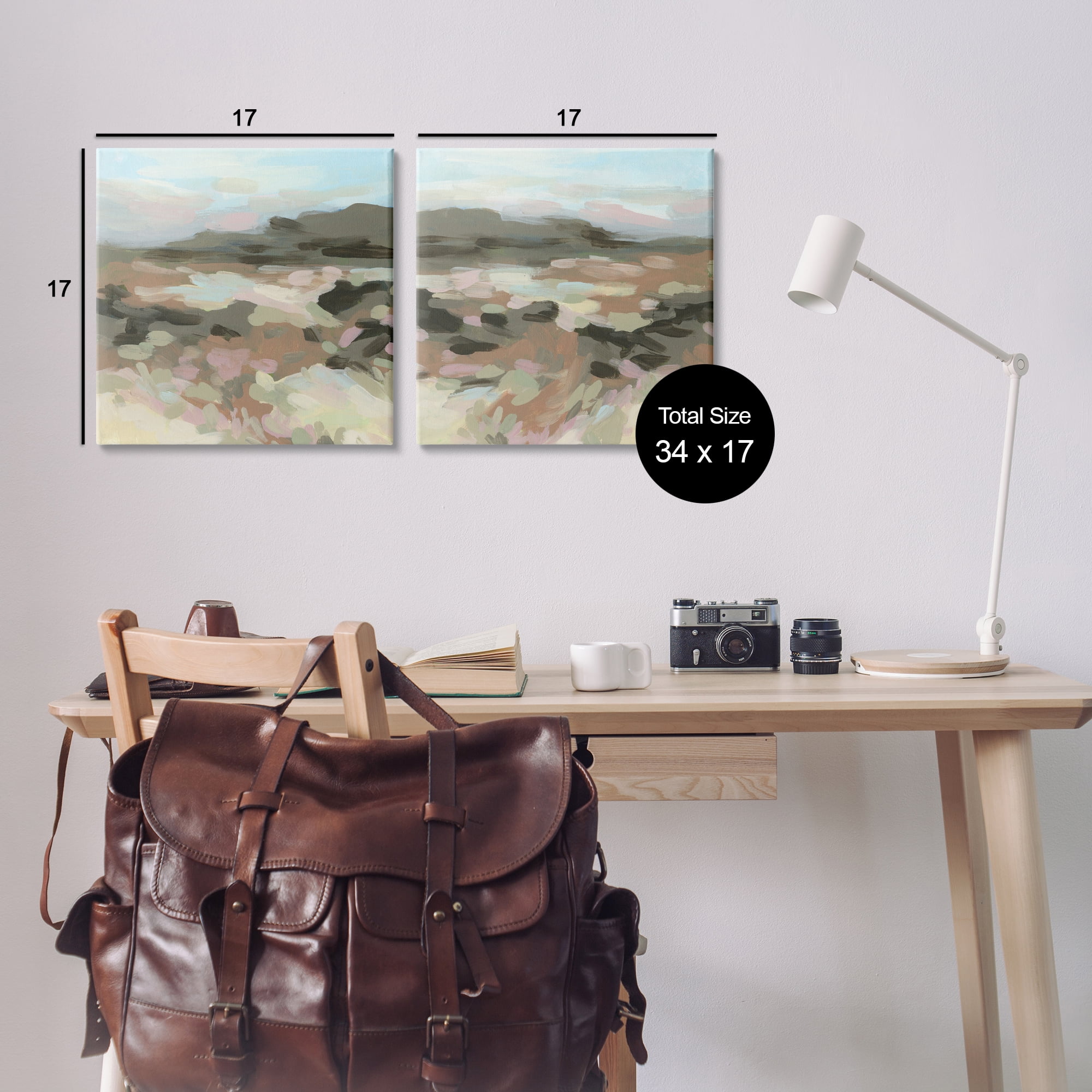 Stupell Industries Desert Impression Abstraction Landscape & Nature Painting Wrapped Canvas Art Print Wall Art, 17 x 17, Set of 2
