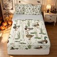 thumbnail image 2 of Feelyou Cartoon Mallard Duck Zipper Twin Comforter Sets with Fitted Sheet and 2 Pillowcases, Boho Rustic Reed Zipper Bedding Set, Cream, Gray Reversible, 4 Pieces, 2 of 7