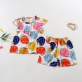 thumbnail image 2 of KPOPLK Toddler Girl Clothes Summer Kids Cute Print Outfits Ruffle Tee Tops Shorts 2-Piece Set 6 Months - 14 Years Size 3-4 Years,Red, 2 of 4