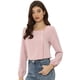 thumbnail image 2 of Blusa informal de manga larga con cuello cuadrado y pliegues en la parte delantera para mujer Rosa S, 2 of 6